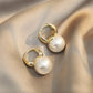 925 Sterling Silver Large Pearl Hoops Big Pearl Statement Earrings