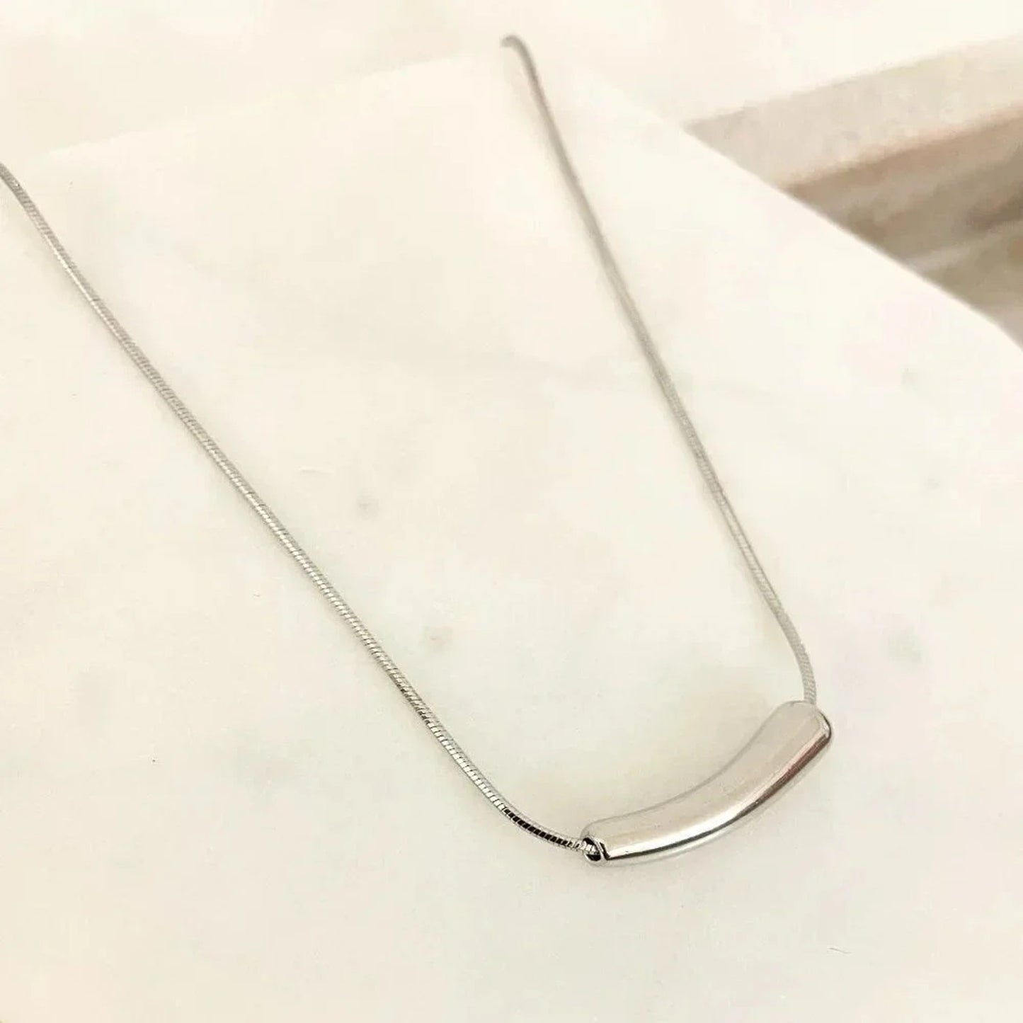 925 Sterling Silver Tube Necklace Bar Necklace Modern Geometric Pendant Necklace