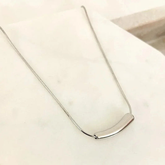 925 Sterling Silver Tube Necklace Bar Necklace Modern Geometric Pendant Necklace