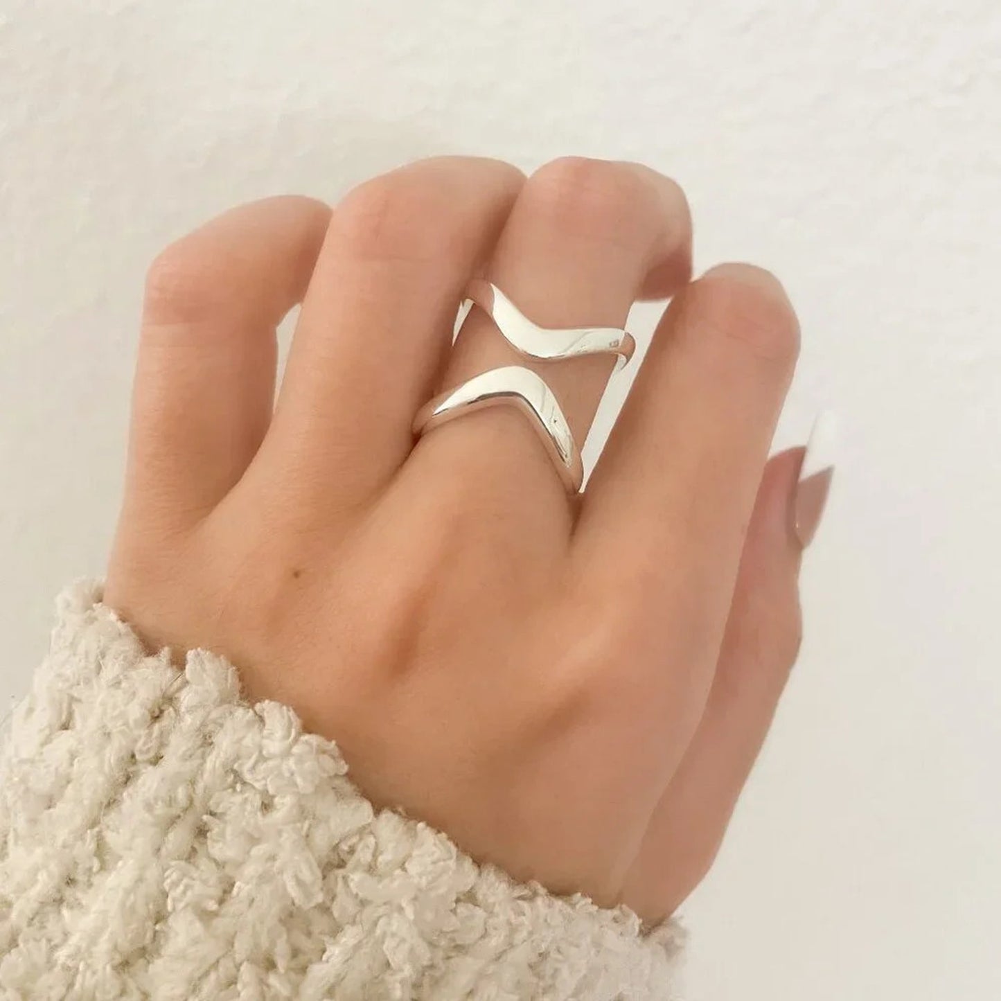 925 Sterling Silver Chunky Ring Silver Statement Ring Large Geometric Ring