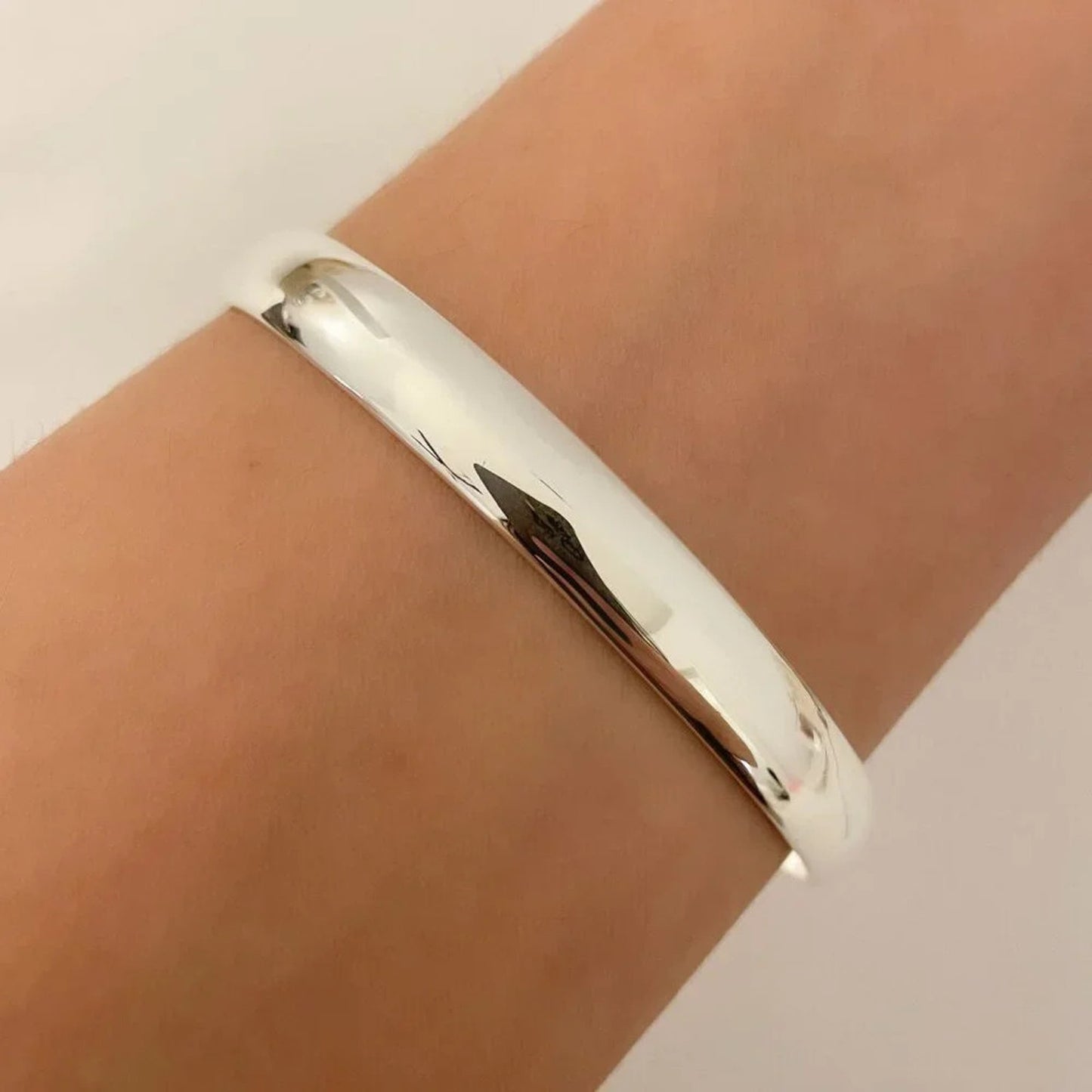 925 Sterling Silver Chunky Bangle Bracelet Classic Sterling Silver Bangle