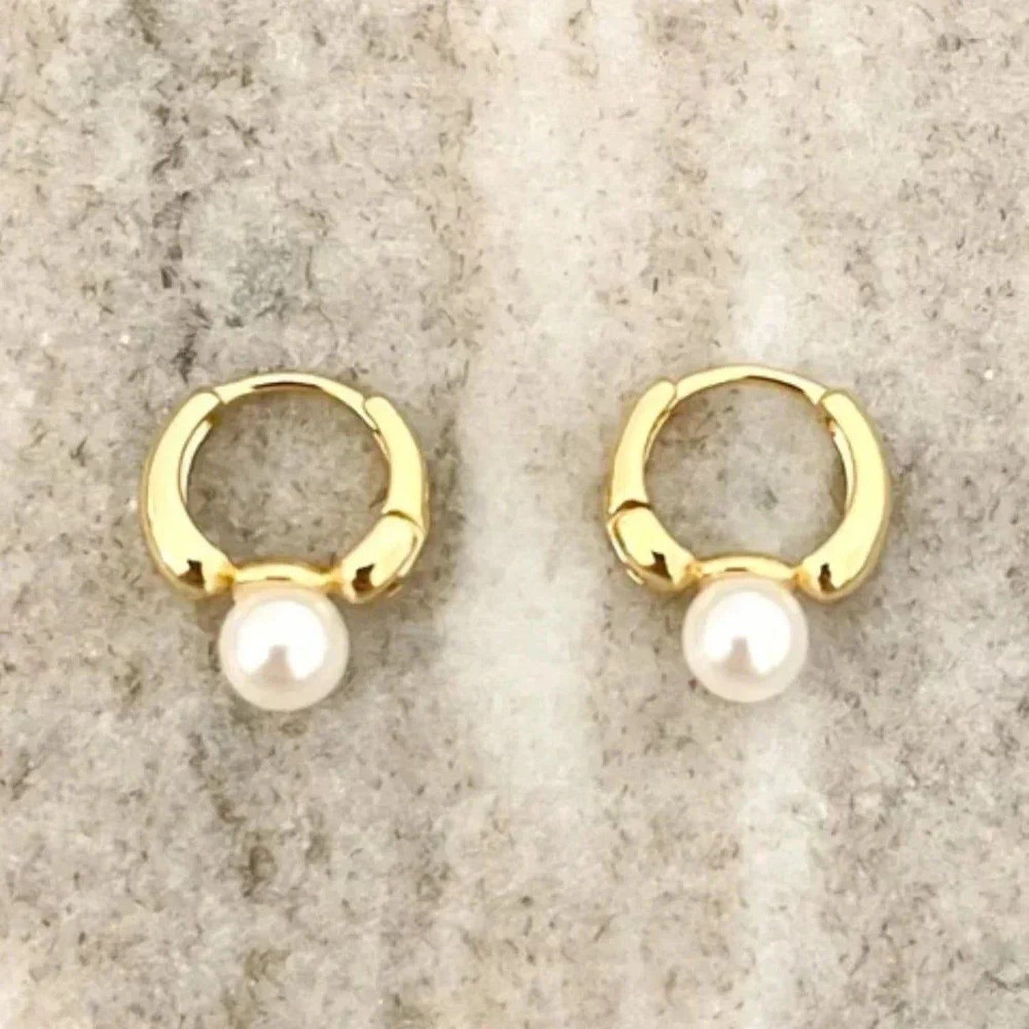 925 Sterling Silver Pearl Huggie Earrings Small Huggie Hoop Earrings