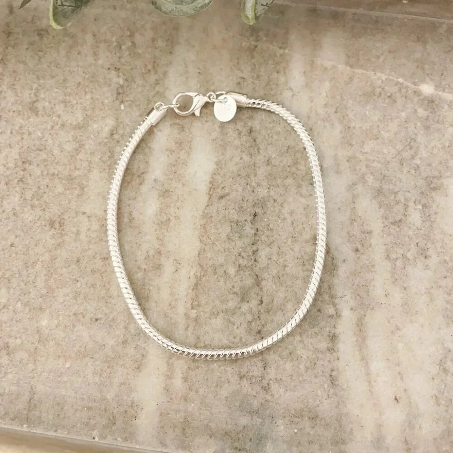 925 Sterling Silver Dainty Snakechain Bracelet Snake Chain Bracelet 3 MM