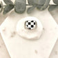 925 Sterling Silver Black & White Checkered Ring Heart Ring