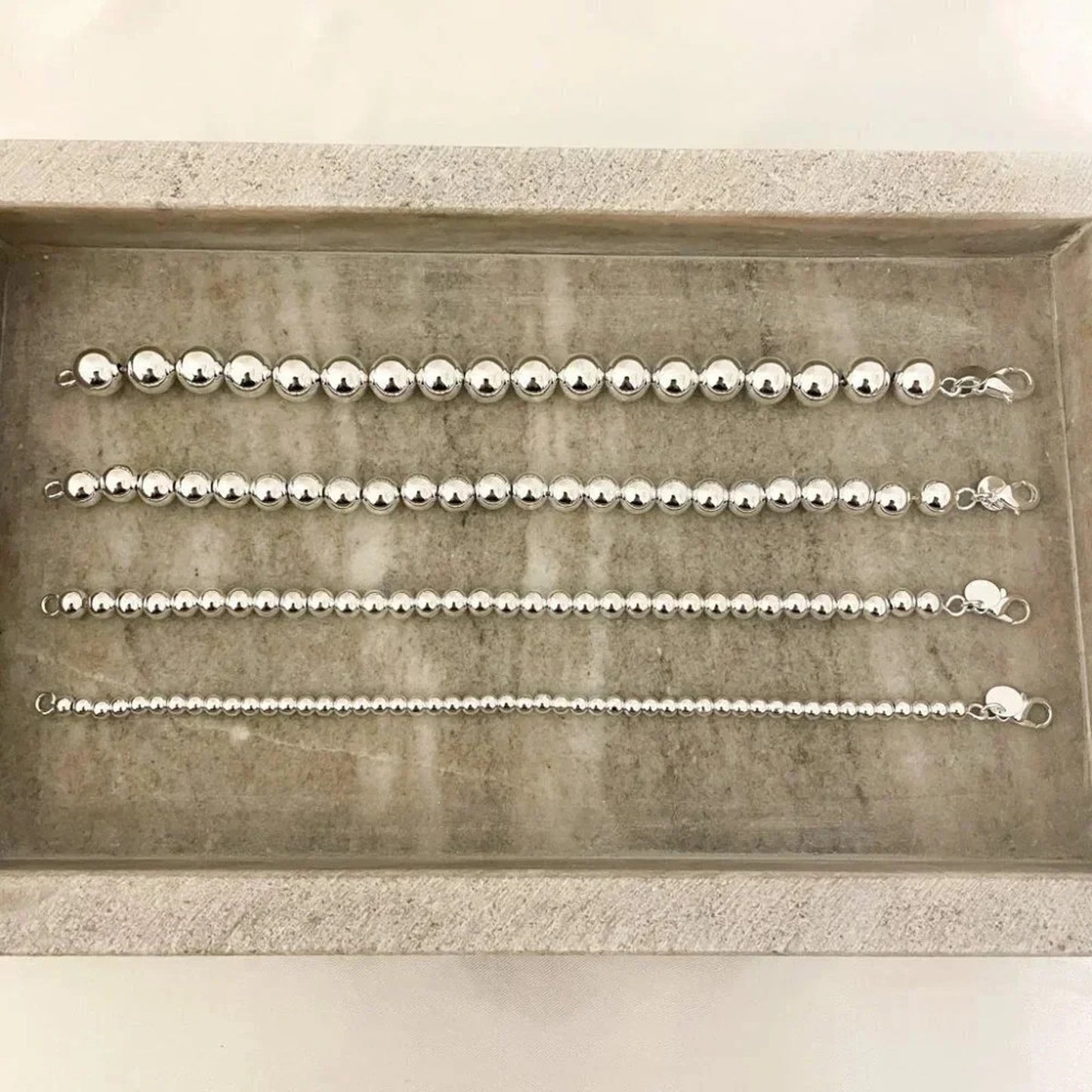 925 Sterling Silver Bead Bracelet 10 MM Ball Bracelet Large Round Bracelet