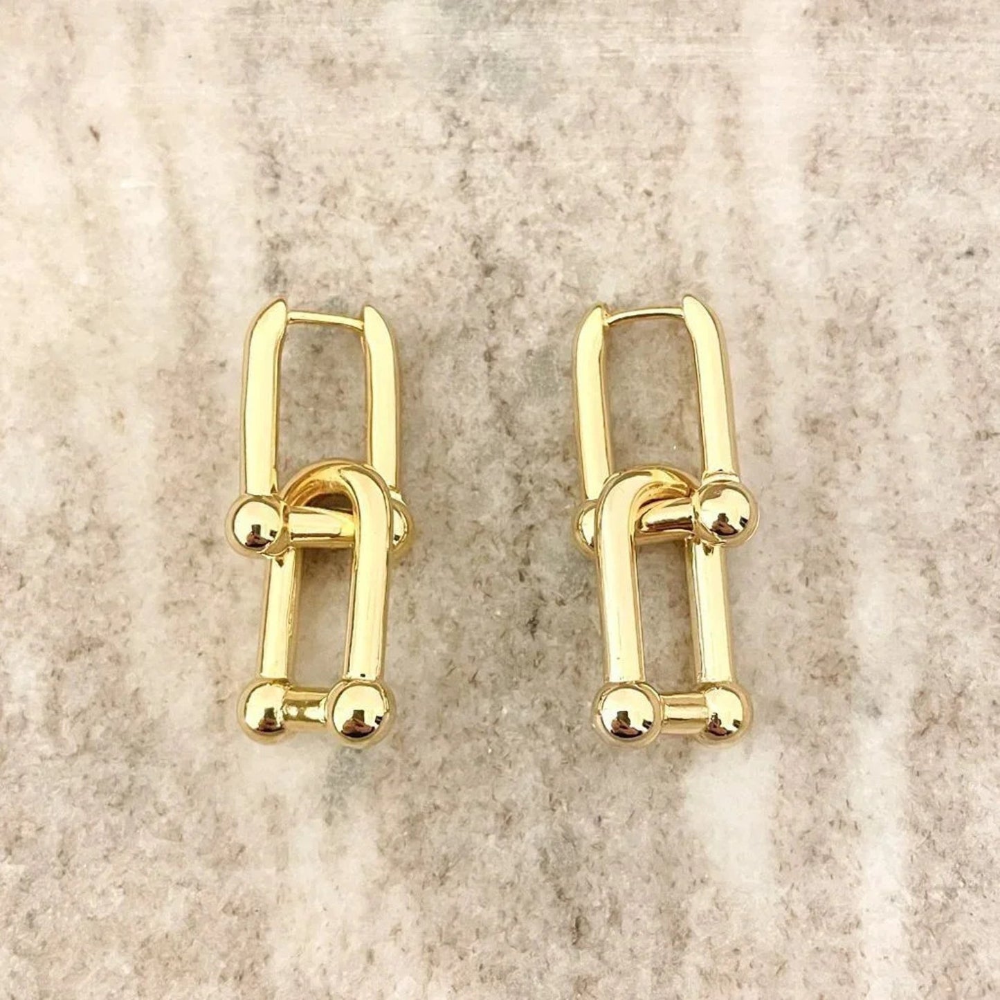 925 Sterling Silver Chunky U Link Earrings Thick Bold Hardware Earrings