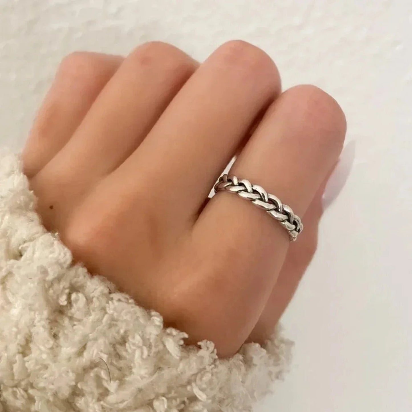 925 Sterling Silver Minimalist Ring Thin Chain Link Ring Dainty Ring