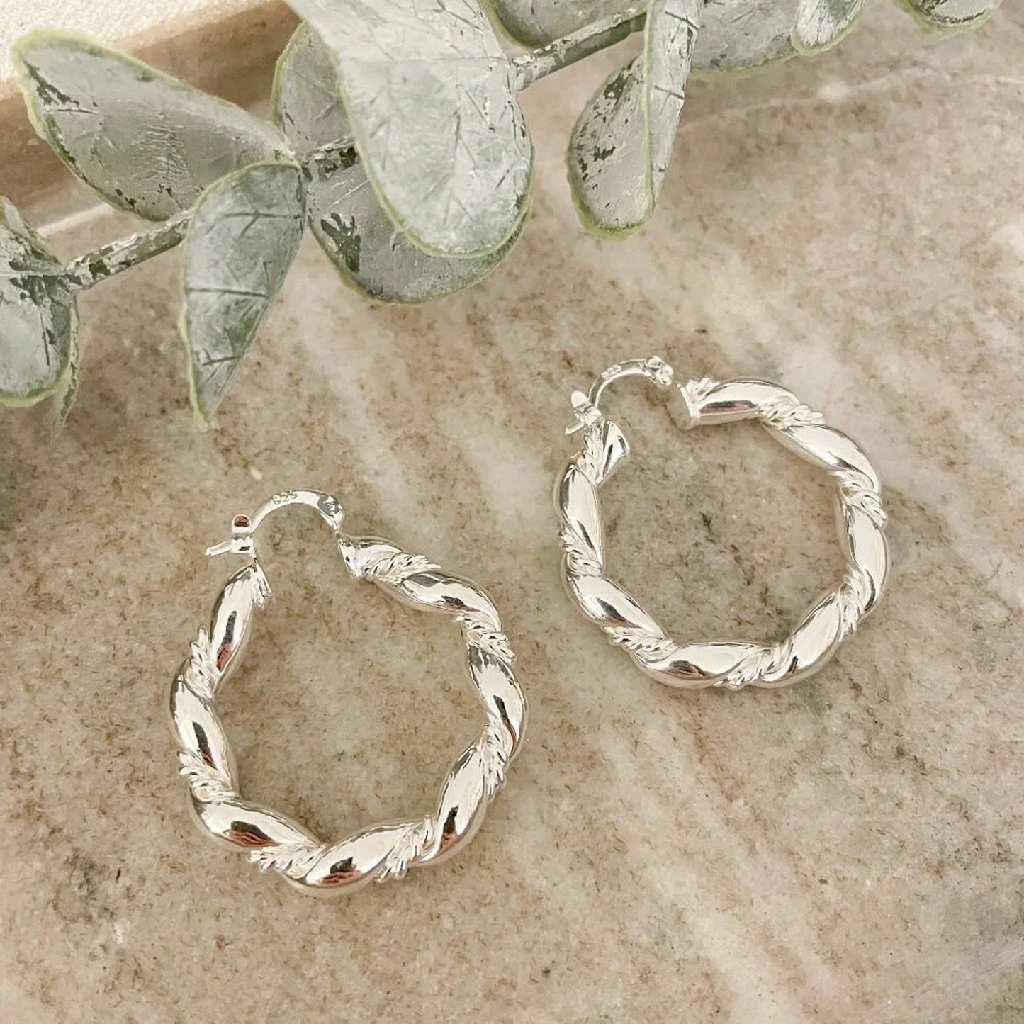 925 Sterling Silver Hoop Earrings Twist Circle Hoop Earrings Silver Small Hoops