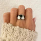 925 Sterling Silver Heart Ring Black & White Heart Ring Geometric Ring Band