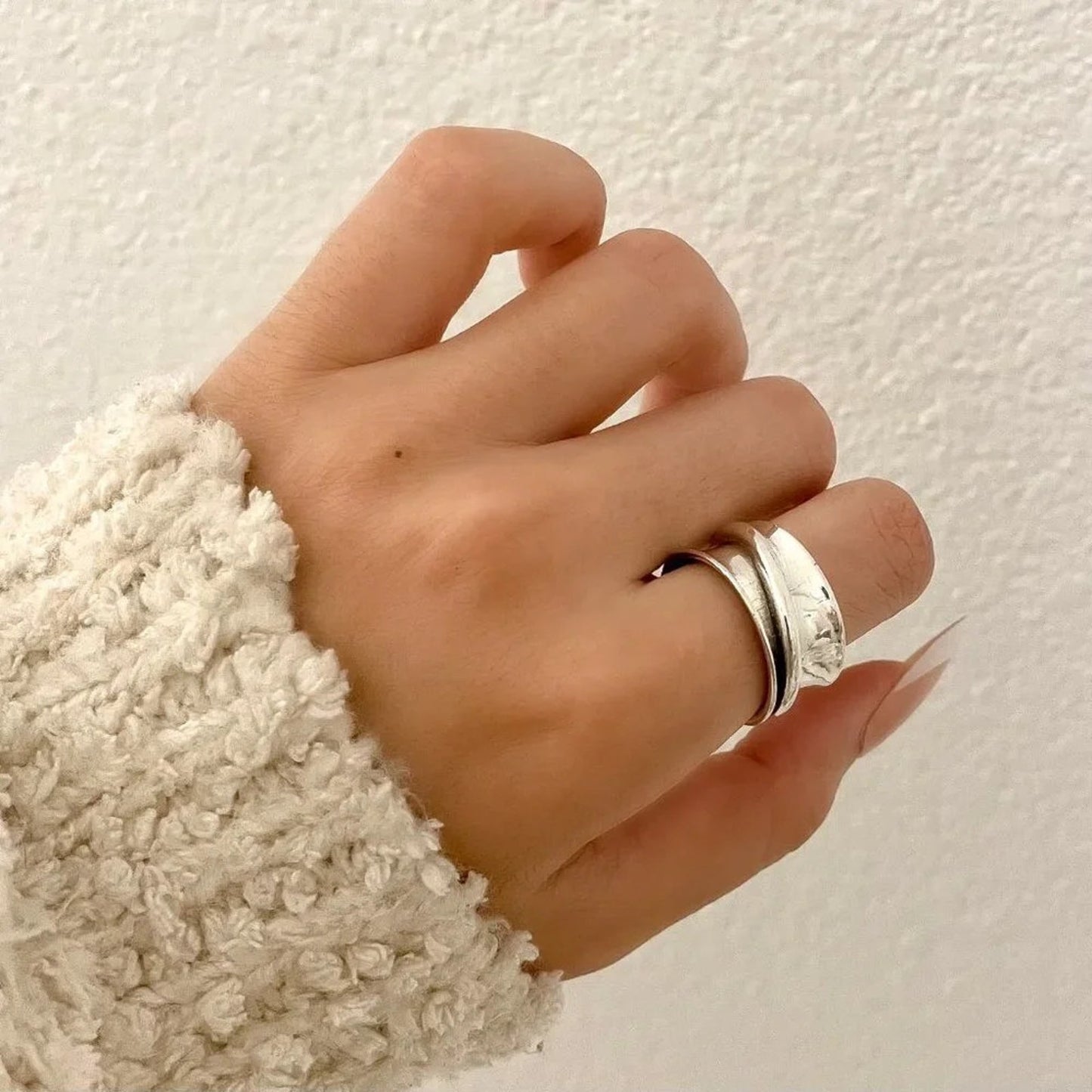 925 Sterling Silver Chunky Bold Statement Ring Thick Wide Ring Band