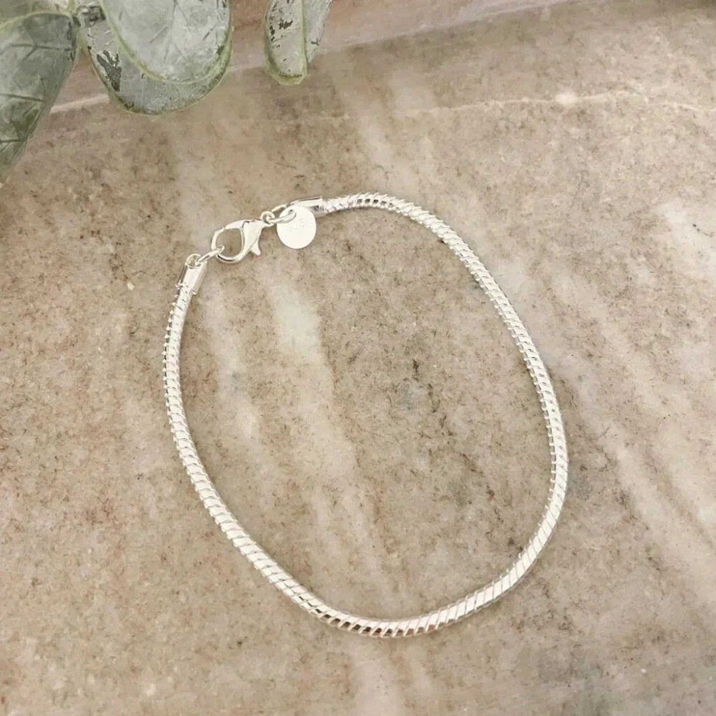 925 Sterling Silver Dainty Snakechain Bracelet Snake Chain Bracelet 3 MM