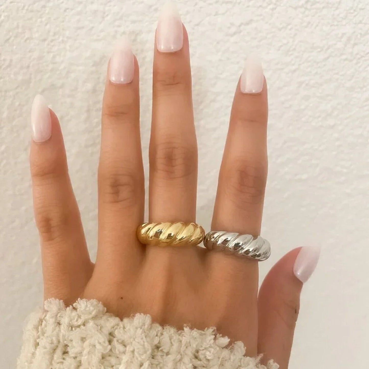 925 Sterling Silver Croissant Ring Statement Ring Chunky Thick Ring