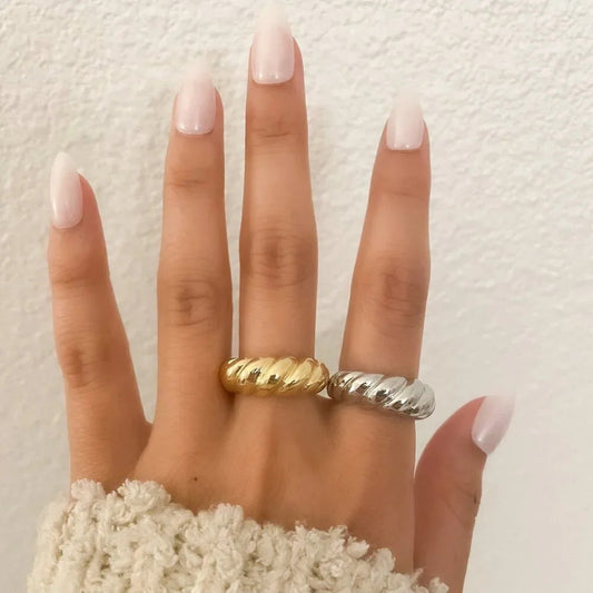 925 Sterling Silver Croissant Ring Statement Ring Chunky Thick Ring