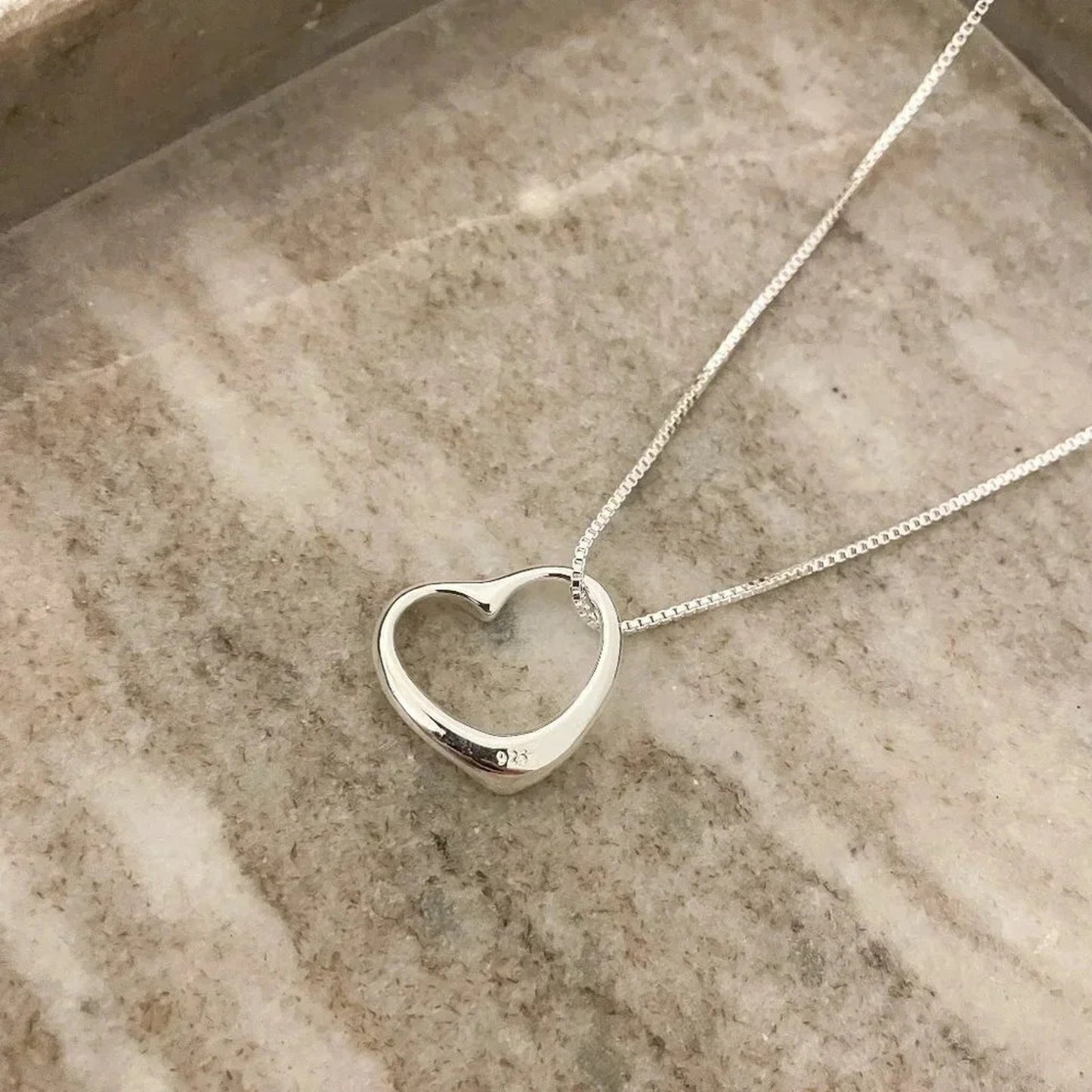 925 Sterling Silver Heart Pendant Necklace Heart Necklace