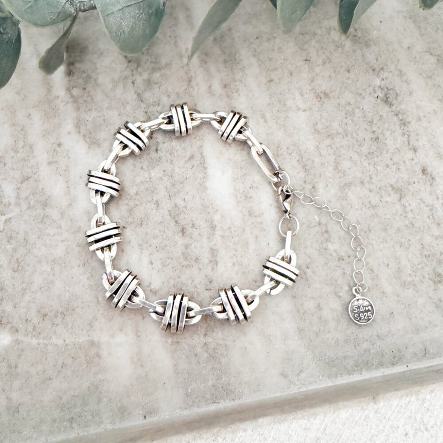 925 Sterling Silver Chain Link Bracelet Modern Trendy Link Bracelet
