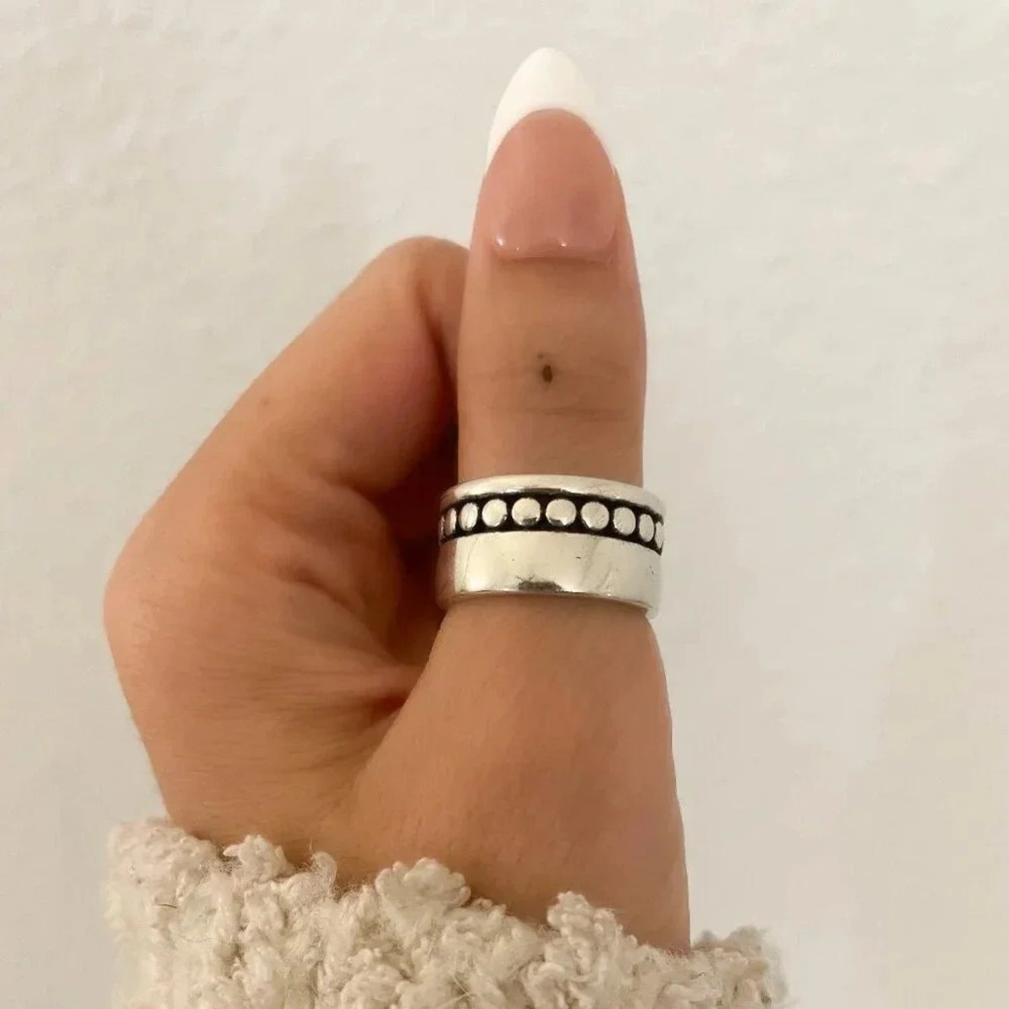 925 Sterling Silver Chunky Ring Vintage Ring Thick Wide Ring Band