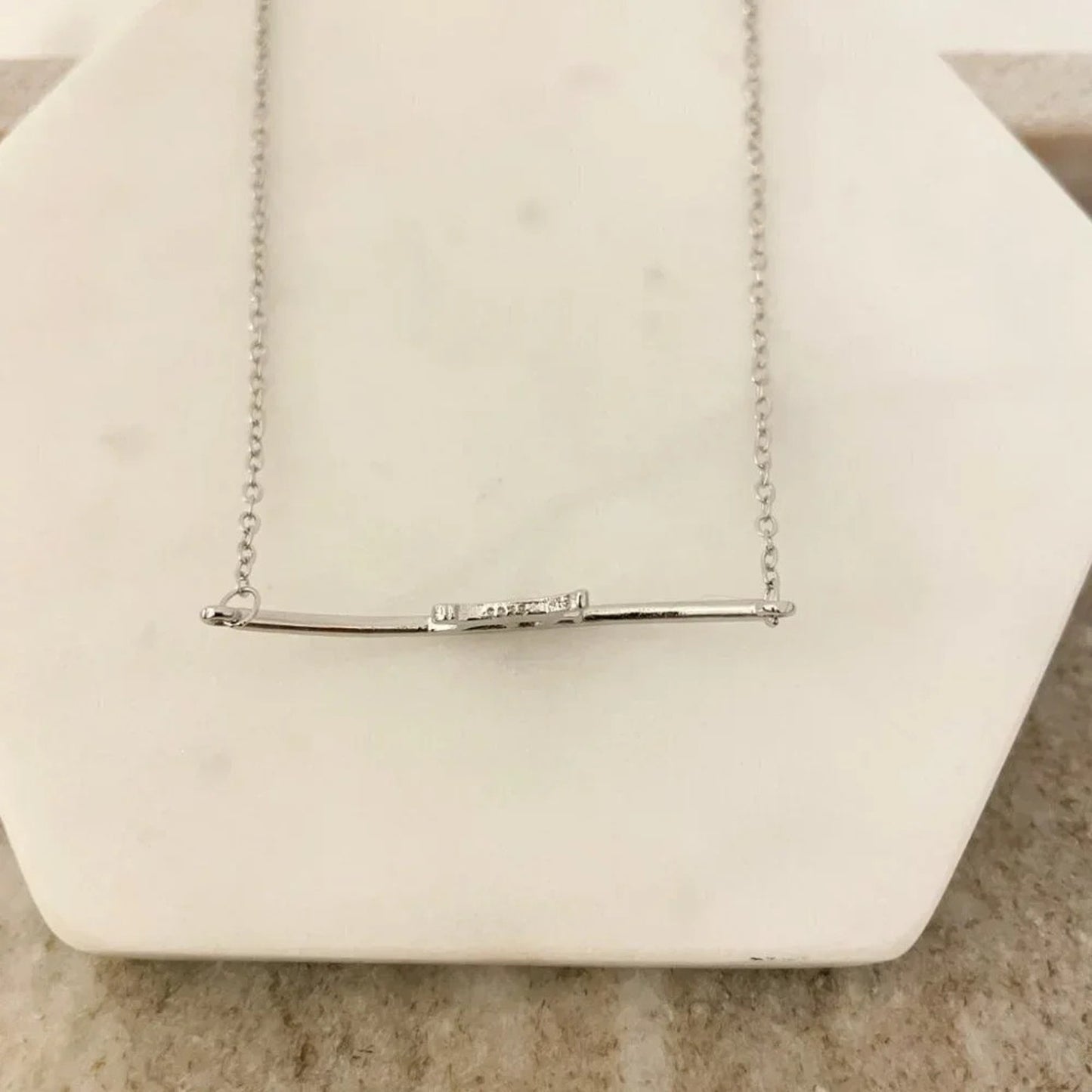 925 Sterling Silver Cat Bar Necklace Curve Bar Necklace Dainty Kitty Necklace