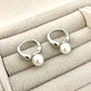 925 Sterling Silver Pearl Huggie Earrings Small Huggie Hoop Earrings