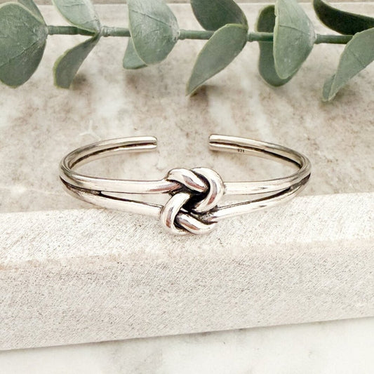 925 Sterling Silver Chunky Knot Bangle Bracelet Twist Cuff Bracelet