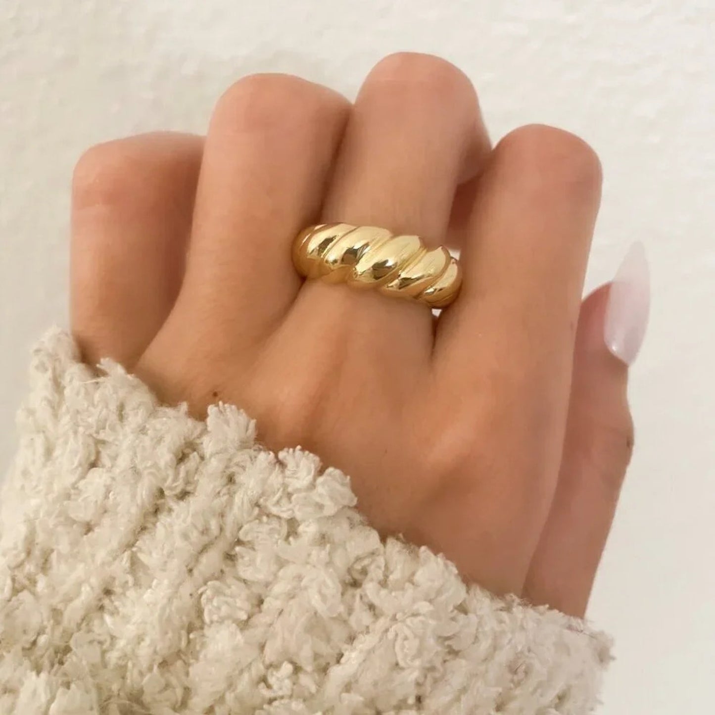 925 Sterling Silver Croissant Ring Statement Ring Chunky Thick Ring