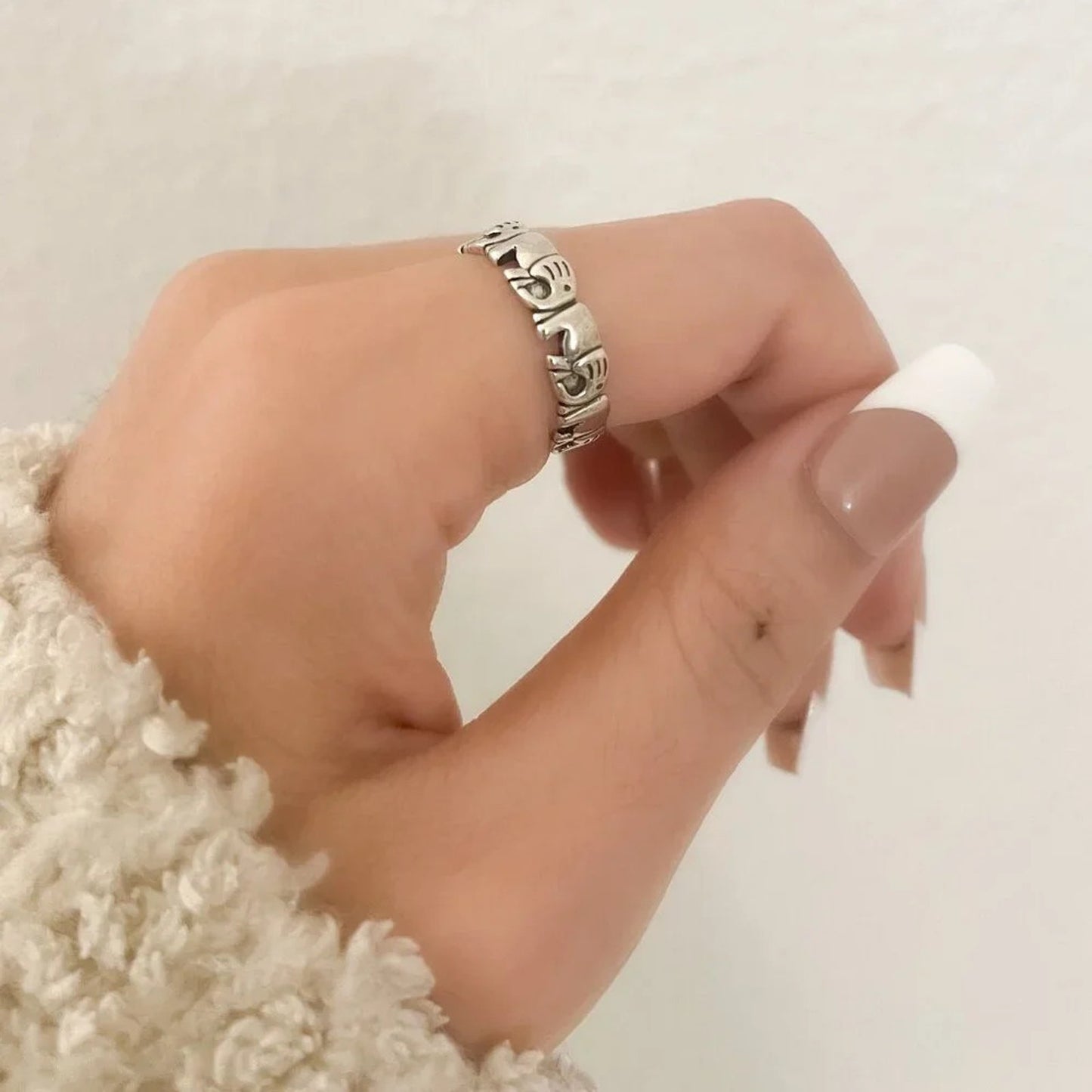 925 Sterling Silver Elephant Ring Stackable Ring Band Minimalist Ring
