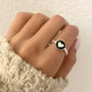 925 Sterling Silver Minimalist Black Heart Ring Dainty Heart Bead Ring