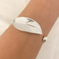 925 Sterling Silver Leaf Bracelet Adjustable Bangle Cuff Statement Bracelet