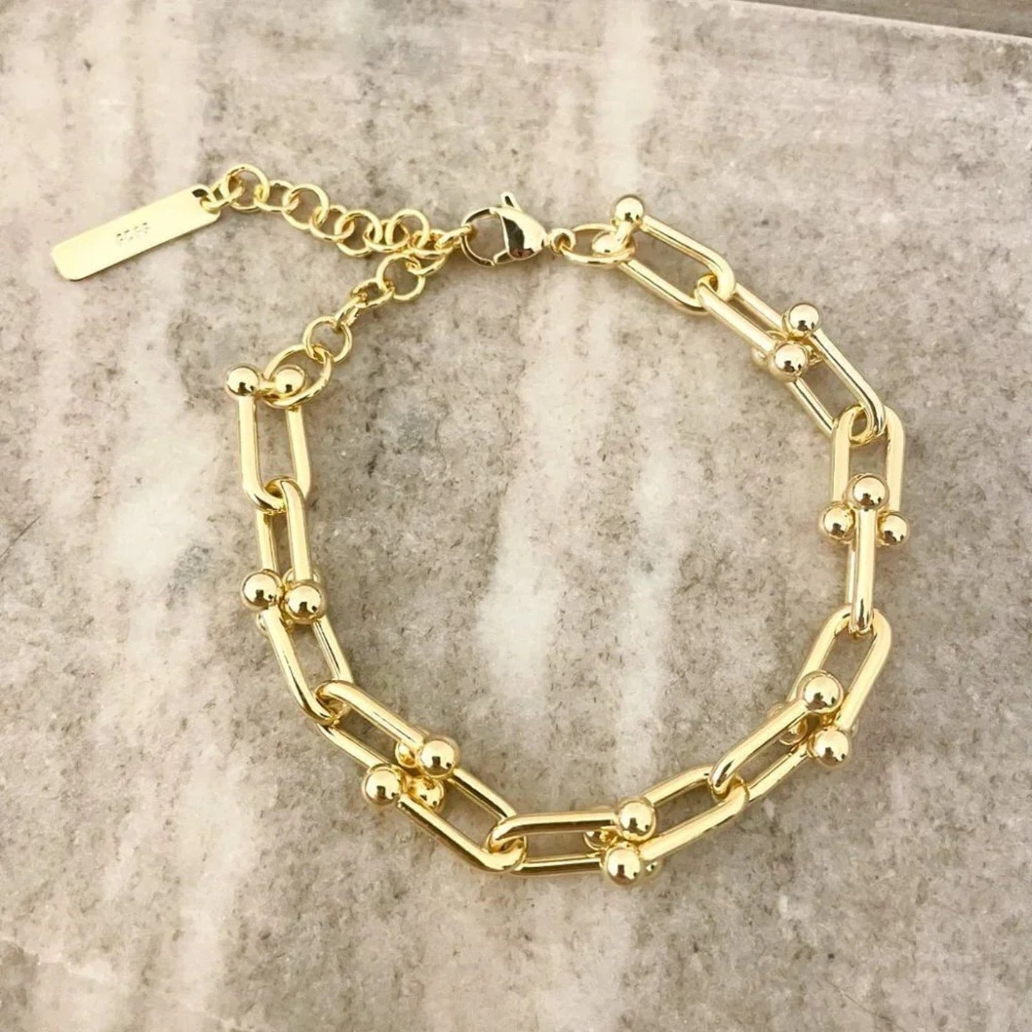 925 Sterling Silver Minimalist Bracelet U Link Modern Chain Link Bracelet