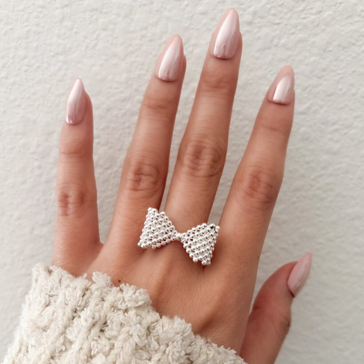 925 Sterling Silver Large Bow Ring Bow Statement Ring