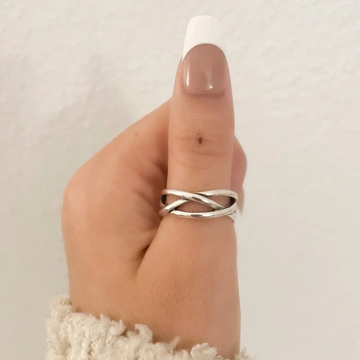 925 Sterling Silver Criss Cross Ring Minimalist Layer Ring Stackable Ring Band