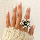 925 Sterling Silver Oversized Chunky Flower Ring Bold Statement Ring Huge Ring