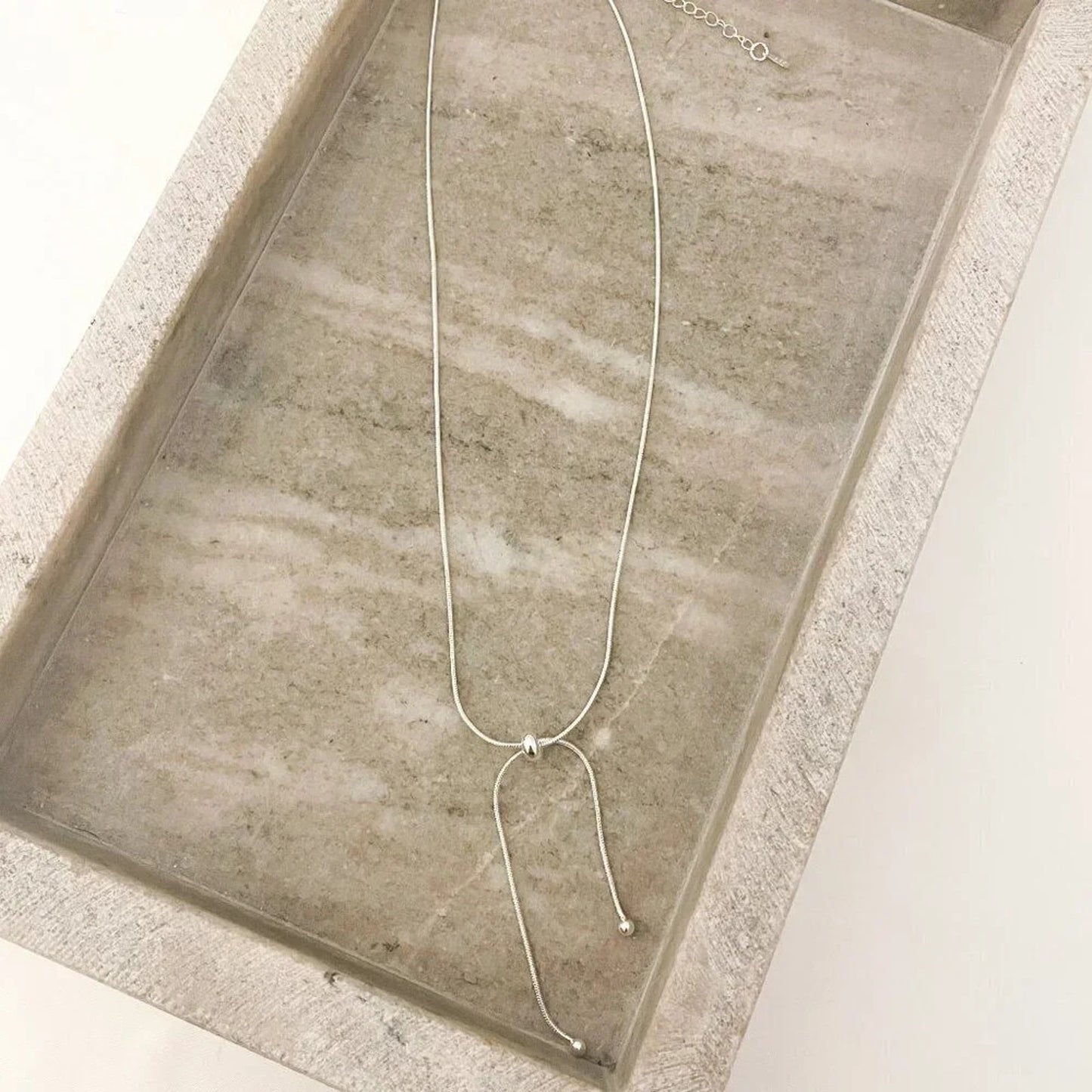 925 Sterling Silver Dainty Knot Necklace Tie Necklace Minimalist Bead Necklace