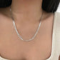 925 Sterling Silver Multi Layer Necklace Thin Herringbone Chain Necklace