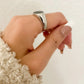 925 Sterling Silver Black Oval Ring Chunky Ring Minimalist Geometric Ring