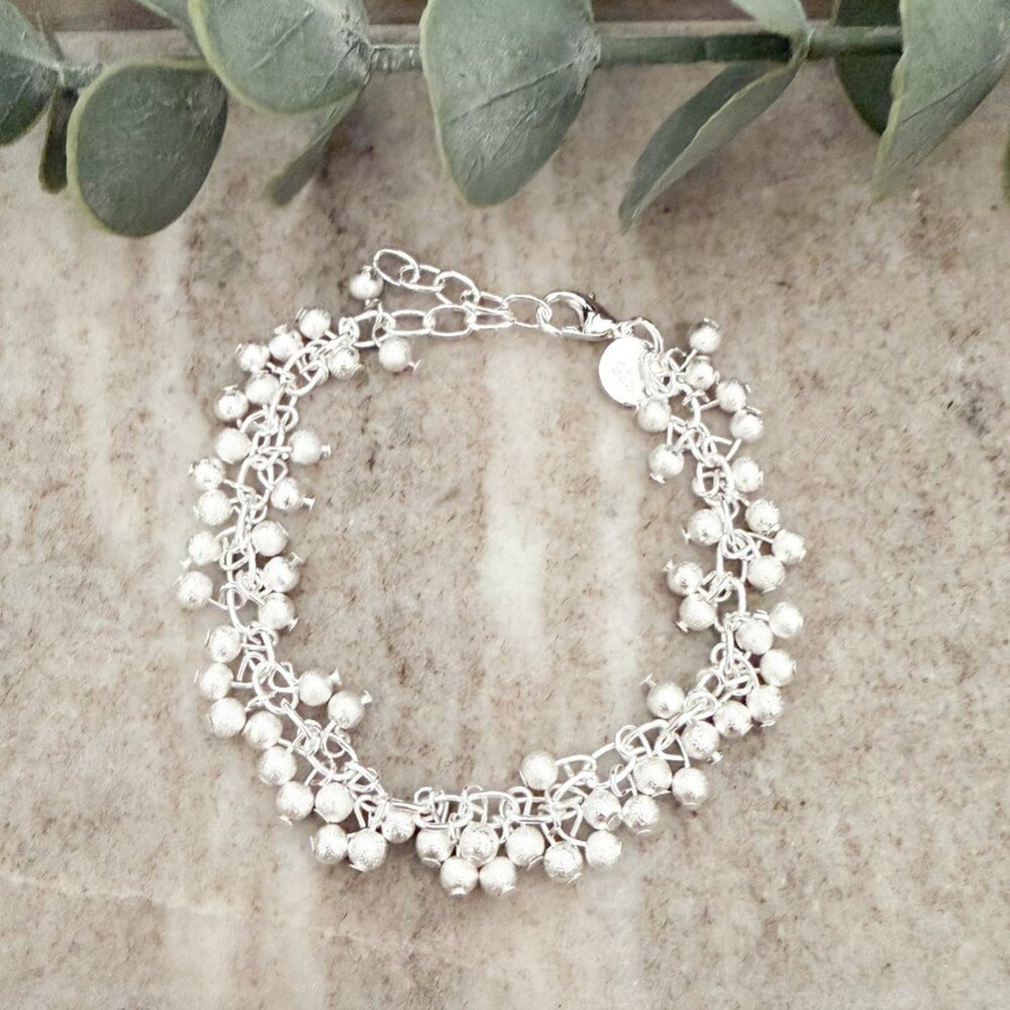 925 Sterling Silver Dangle Bead Charm Bracelet Minimalist Unique Bracelet