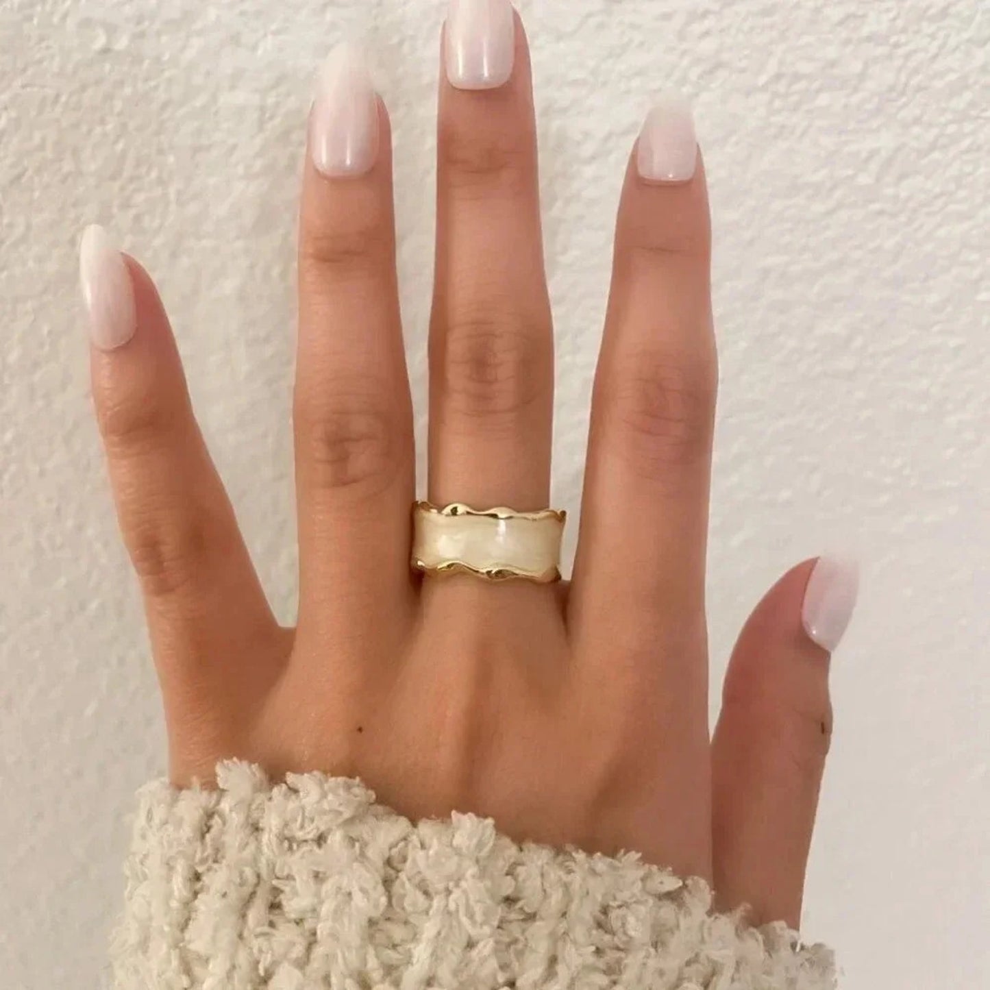 925 Sterling Silver Gold Ring Wavy Modern Ring Geometric Ring Band