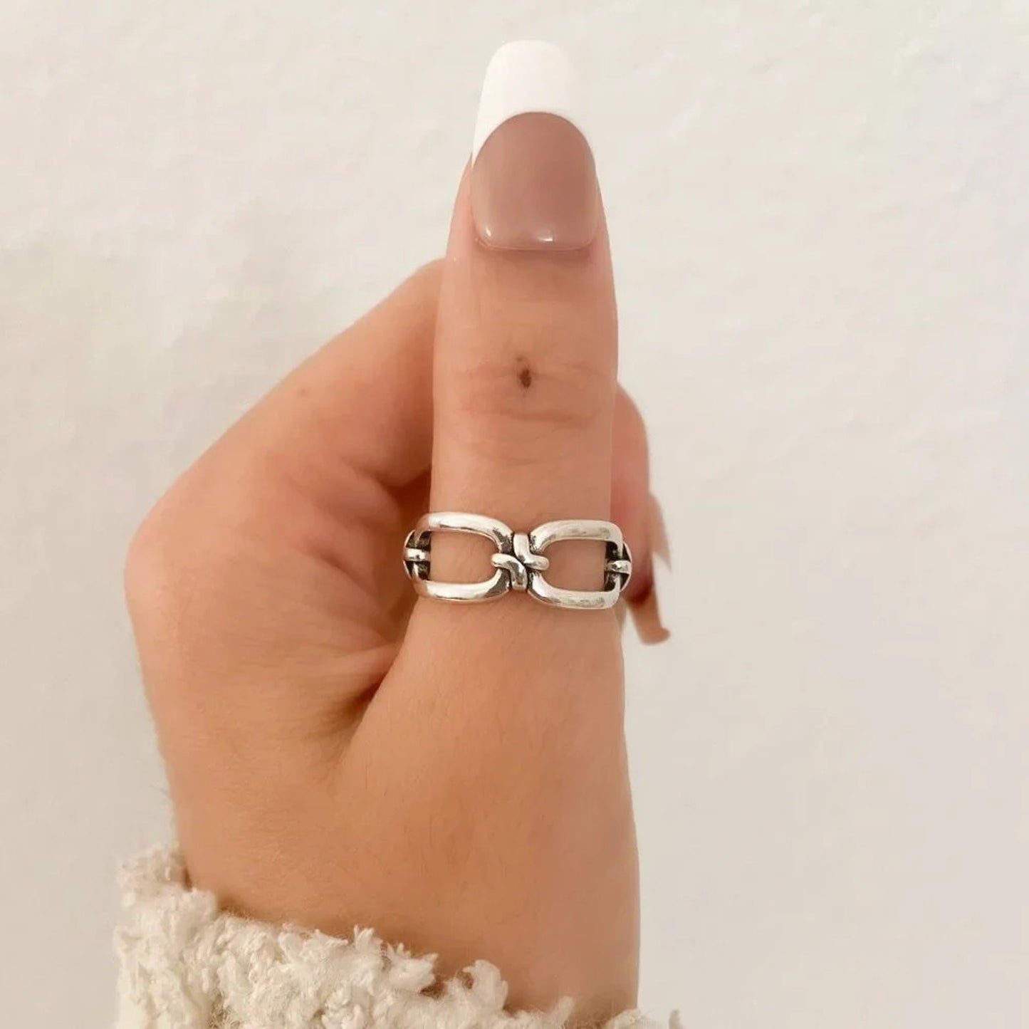 925 Sterling Silver Minimalist Ring Buckle Ring Layer Ring Knot Ring
