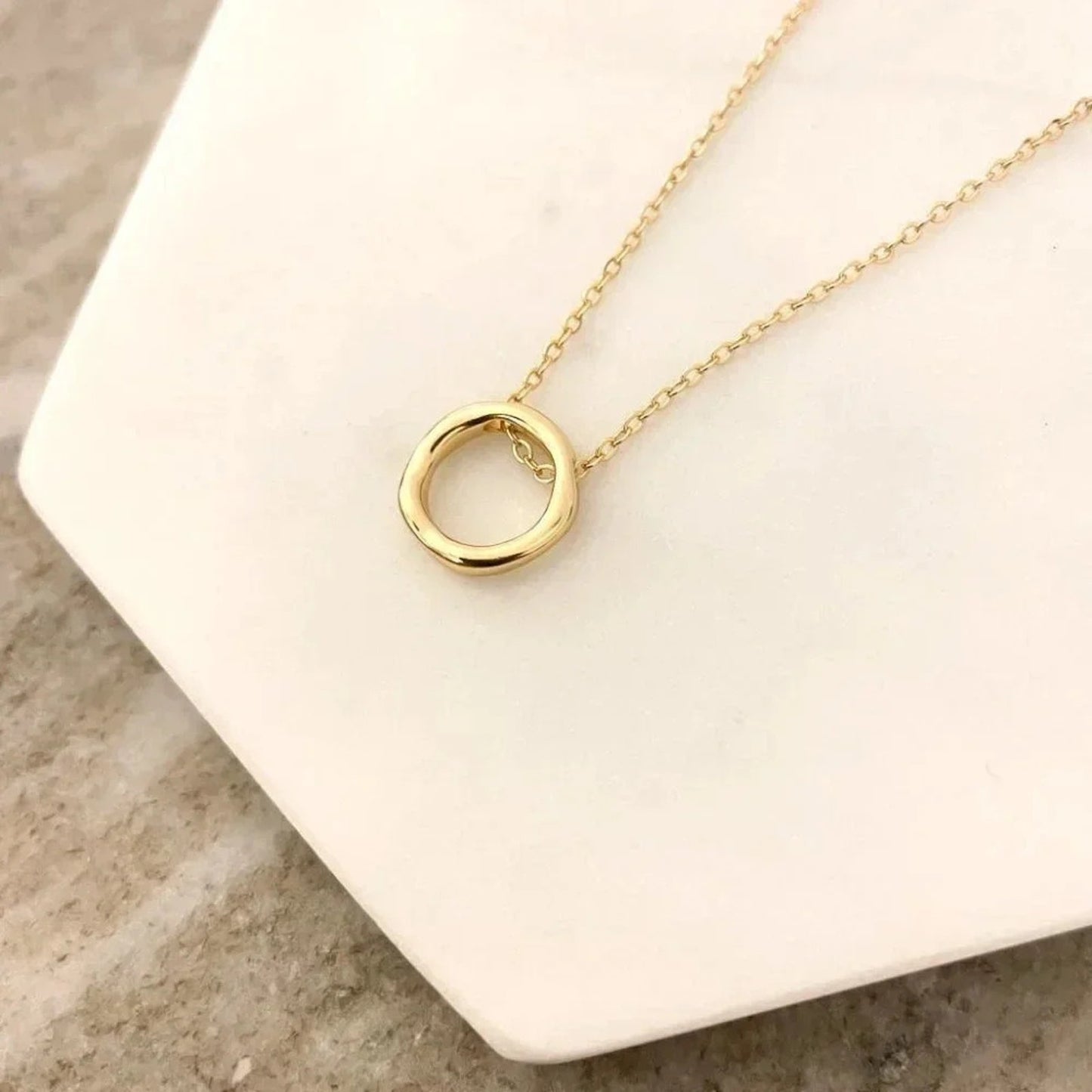 925 Sterling Silver Geometric Modern Round Circle Pendant Necklace