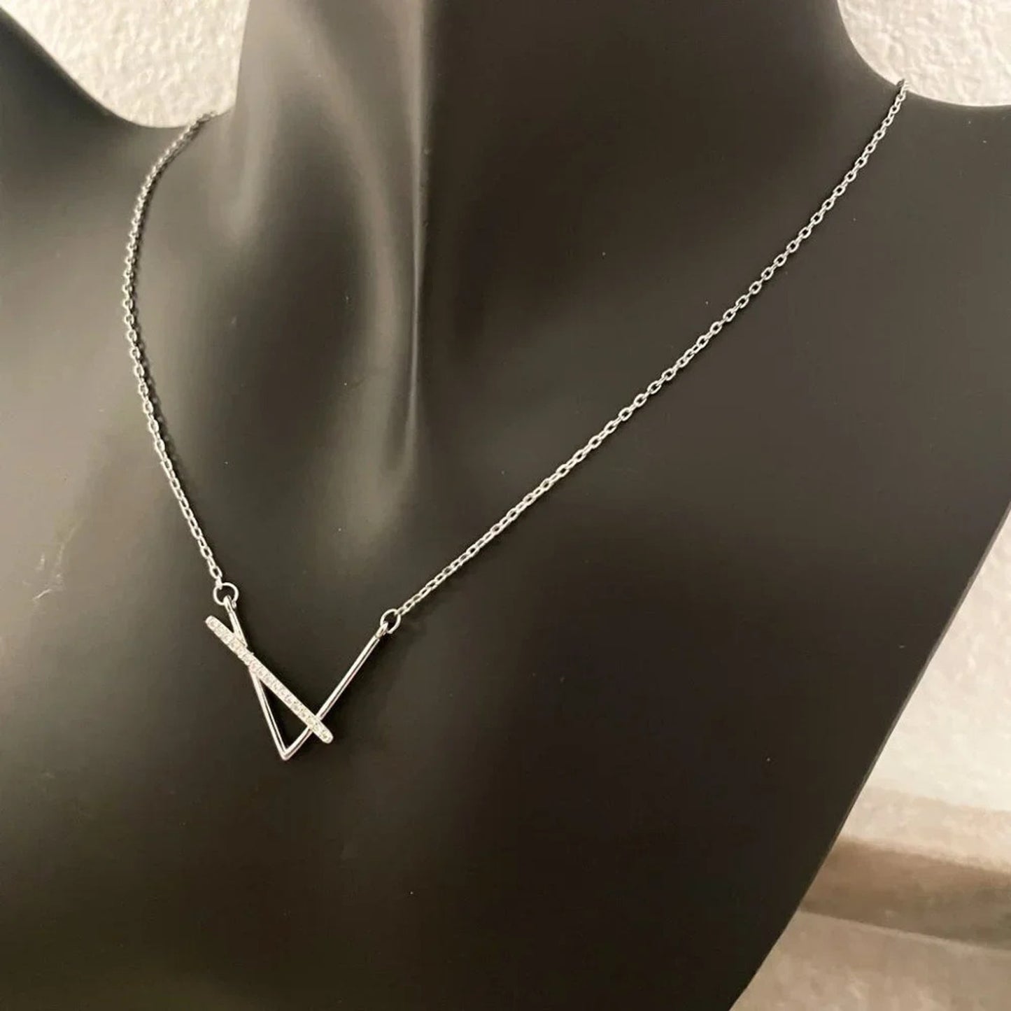 925 Sterling Silver V Necklace V-Shaped Necklace Geometric Bar Necklace