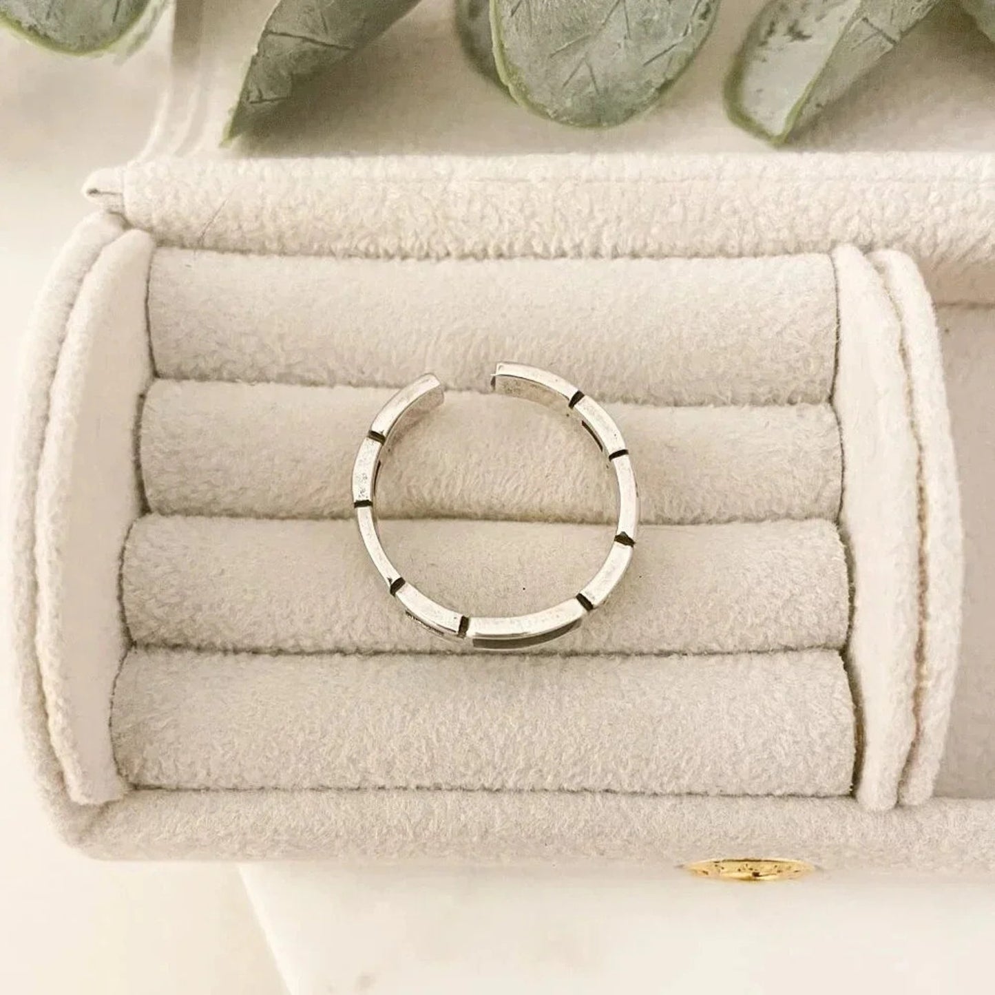 925 Sterling Silver Minimalist Black Bar Ring Thin Stackable Ring Dainty Ring