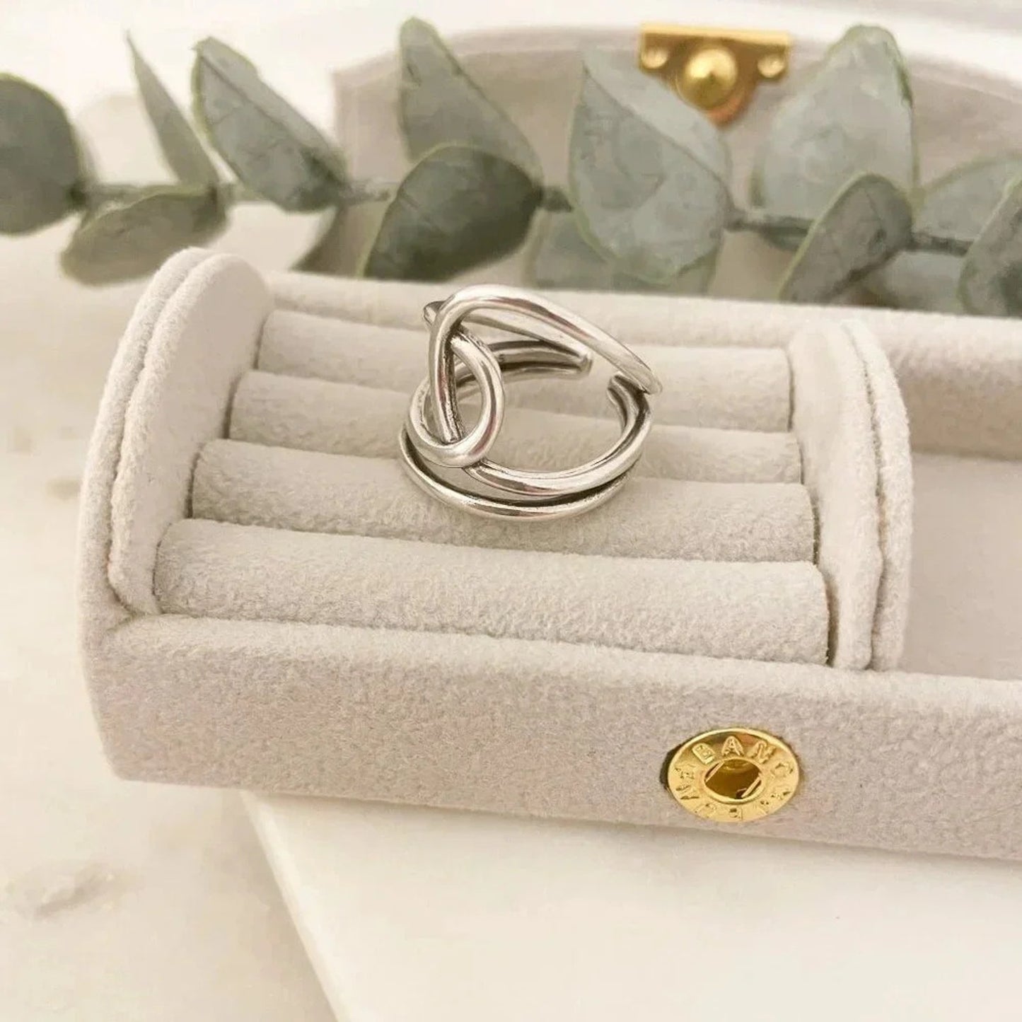 925 Sterling Silver Big Knot Statement Ring Dainty Adjustable Ring Twist Ring