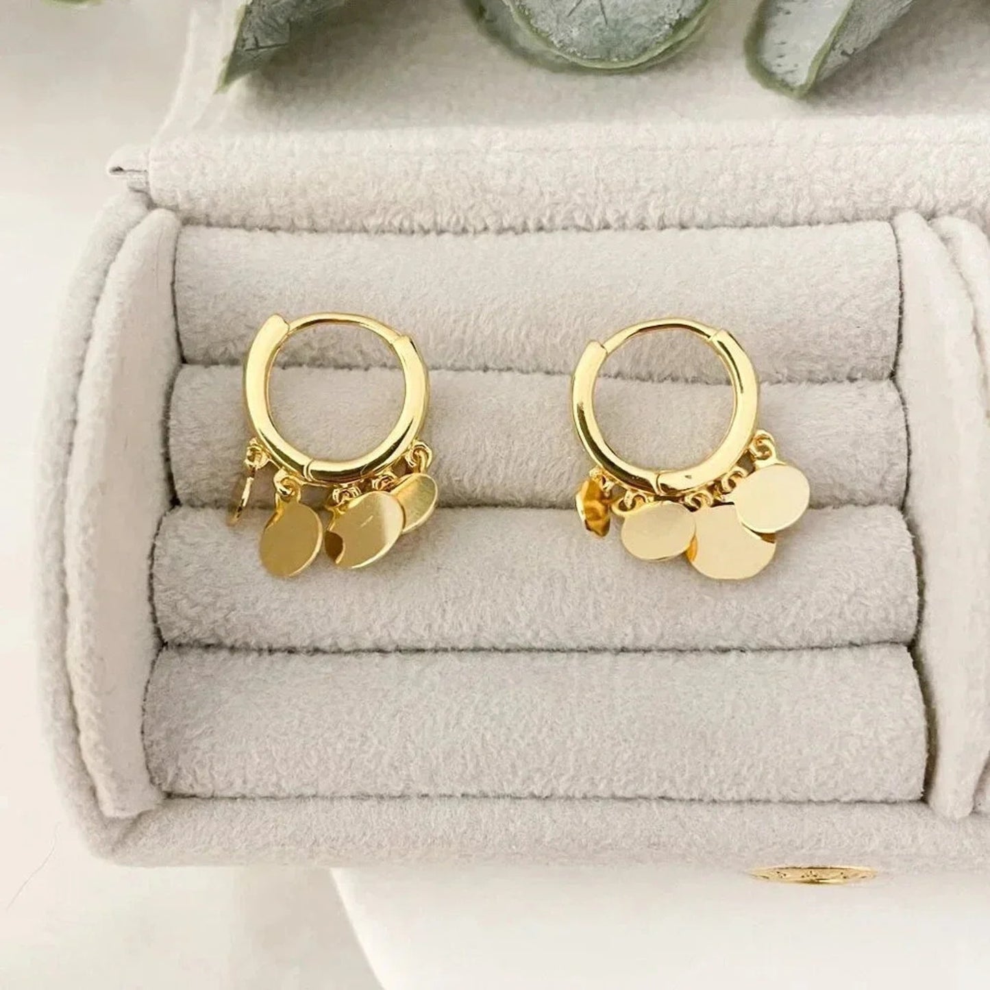 925 Sterling Silver Coin Huggie Earrings Dangle Coin Hoop Earrings Small Hoops