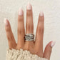 925 Sterling Silver Chunky Ring Thick Wide Ring Band Multi Layer Vintage Ring
