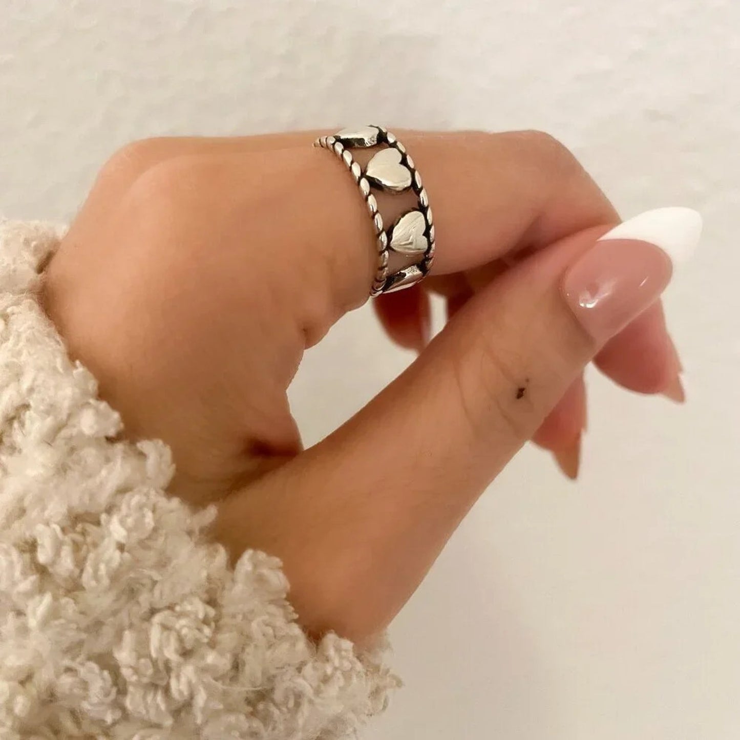 925 Sterling Silver Heart Ring Band Dainty Ring Minimalist Ring Silver Heart