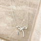 925 Sterling Silver Bow Necklace Large Bow Necklace Bow Pendant Necklace