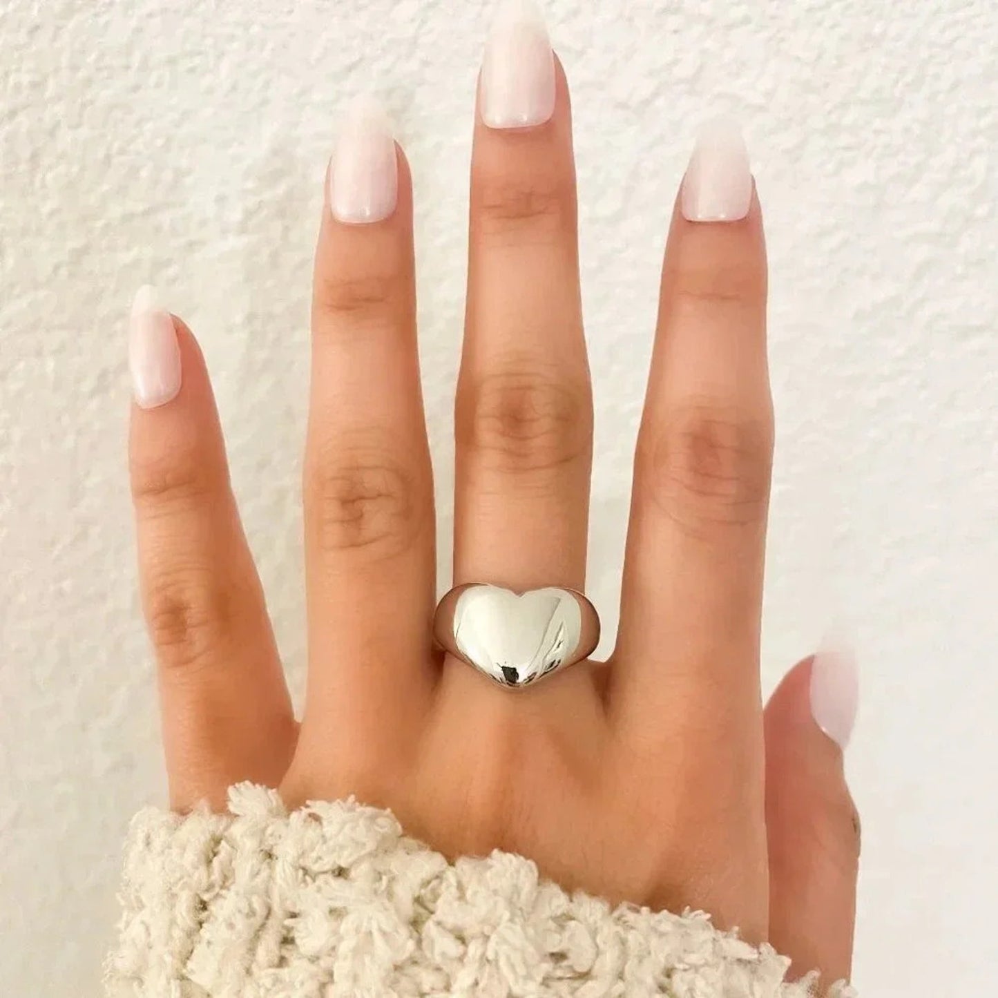 925 Sterling Silver Heart Ring Minimalist Dainty Ring Modern Ring Band