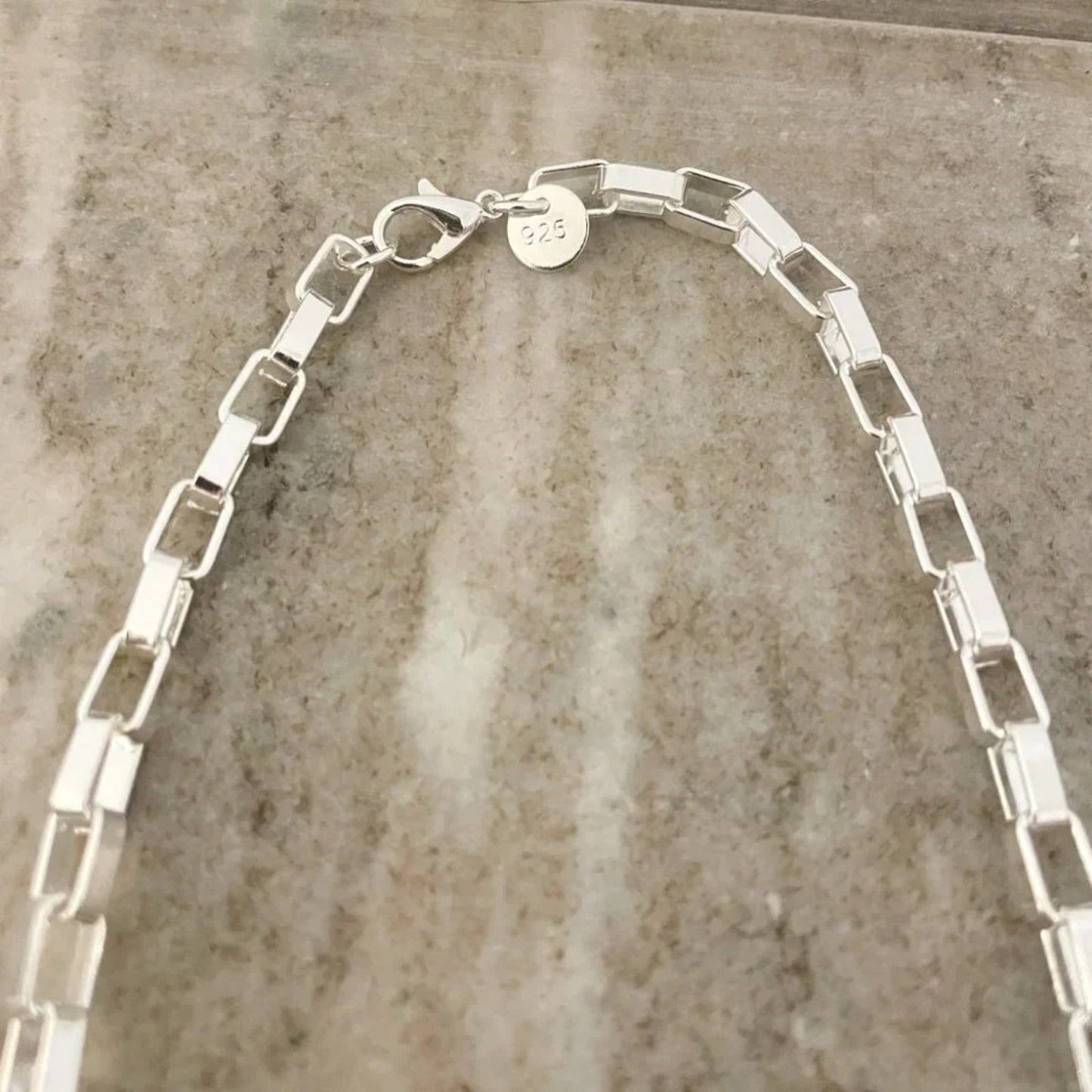 925 Sterling Silver Box Chain Link Necklace Statement Necklace 19 Inches