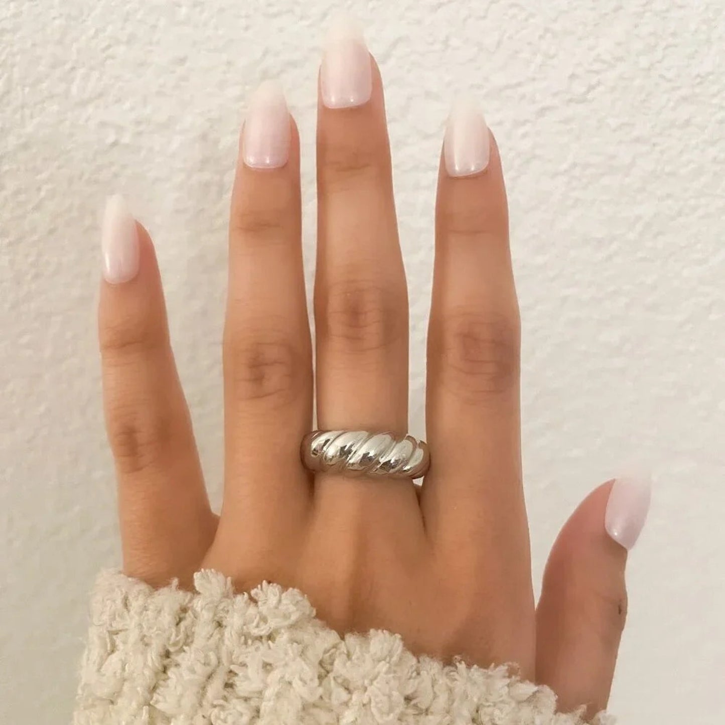 925 Sterling Silver Croissant Ring Statement Ring Chunky Thick Ring