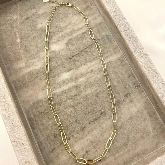 925 Sterling Silver Paperclip Necklace Minimalist Stacking Layer Necklace Gold