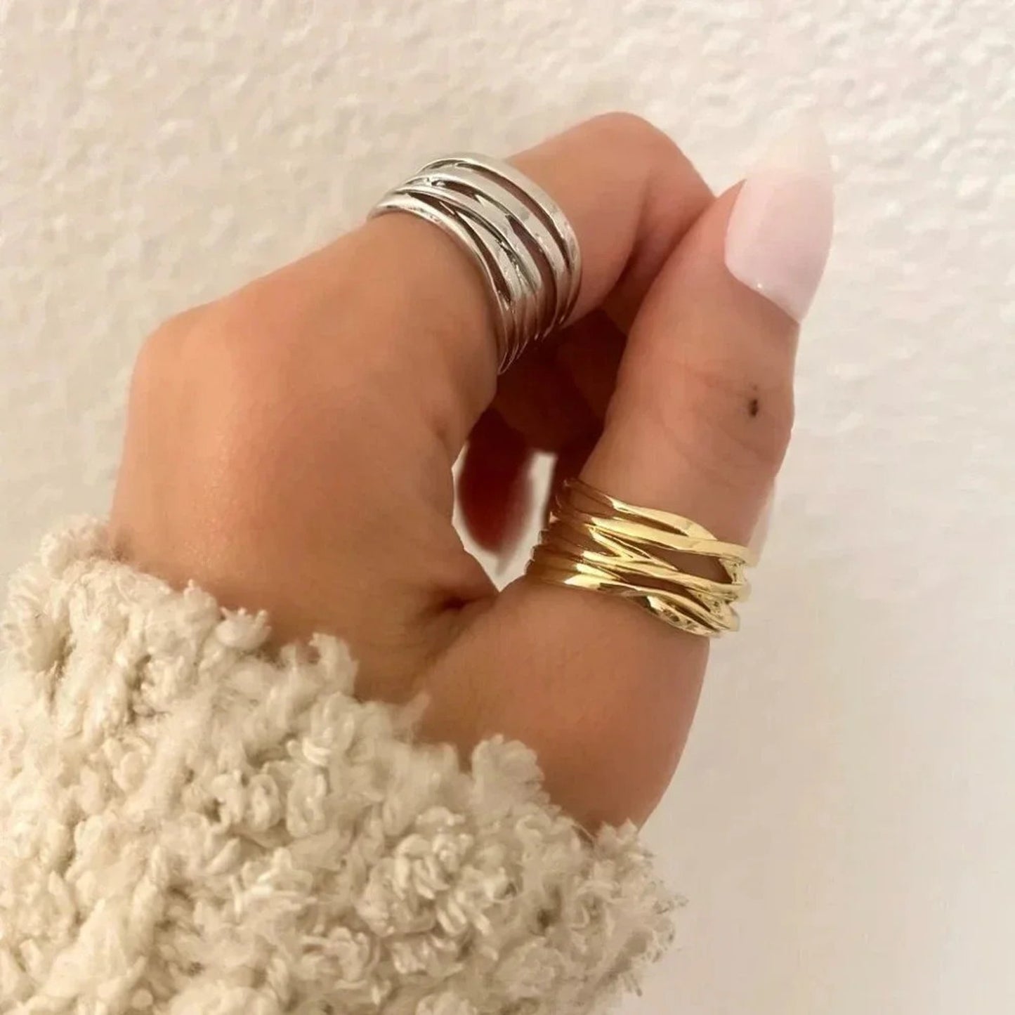 925 Sterling Silver Minimalist Ring Stackable Wrap Ring Band - Gold or Silver